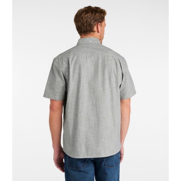 Size XXL Denver Hayes Comfort Stretch Chambray Grey Short Sleeve Dress Shirt - Picture 2 of 6